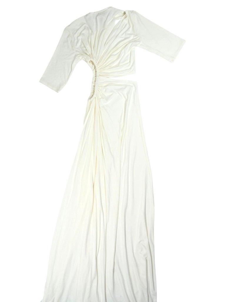 Sid Neigum Gathered Slit Maxi Dress In White — image 2 of 4
